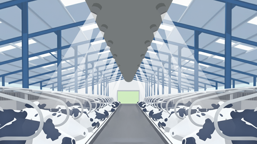 Climabarn visualization of livestock ventilation systems inside a cattle stable