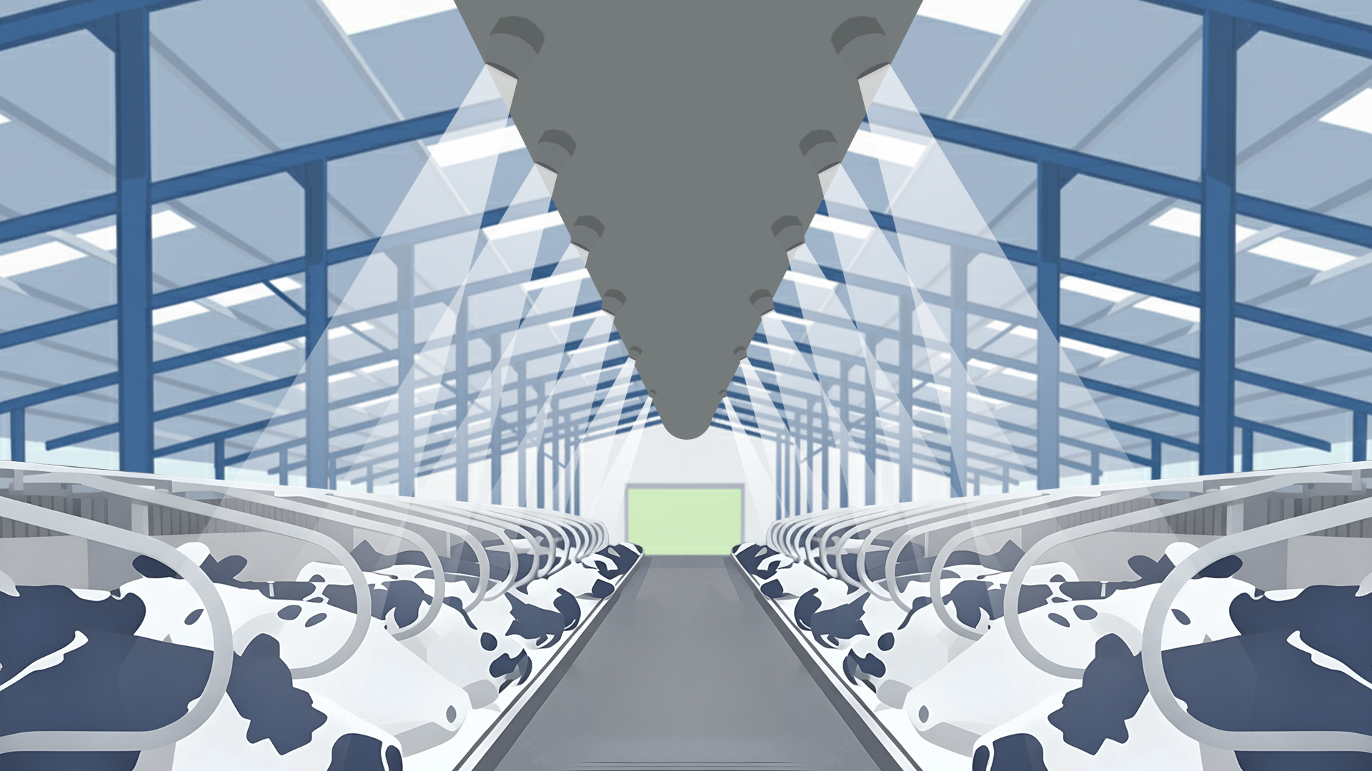 Climabarn visualization of livestock ventilation systems inside a cattle stable